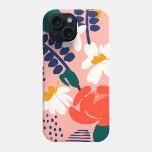 Large Red Flower on a pink background Phone Case