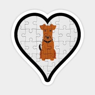 Welsh Terrier Heart Jigsaw Pieces Design - Gift for Welsh Terrier Lovers Magnet