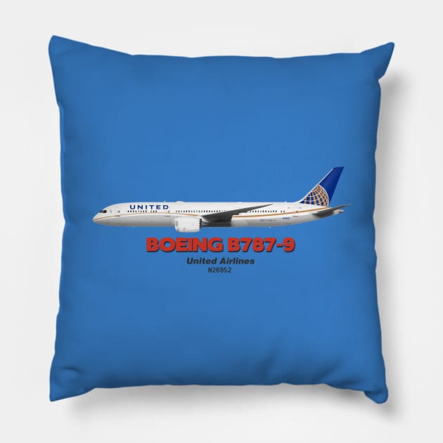 Boeing B787-9 - United Airlines Pillow by TheArtofFlying