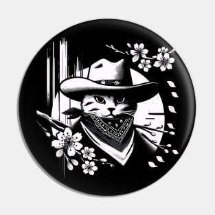 Kawaii Japanese Funny Cat Cowboy Cowgirl Meow Howdy Meowdy Pin