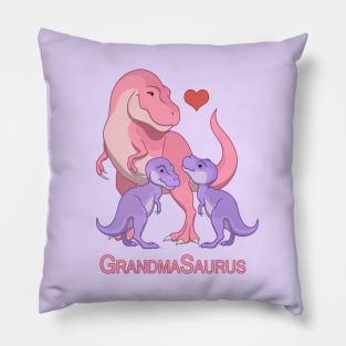 GrandmaSaurus T-Rex Dinosaur and Grandchildren Pillow