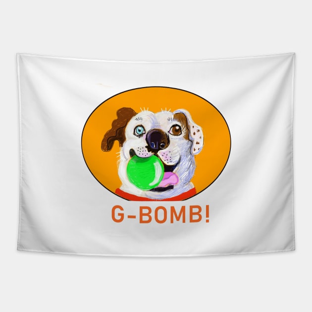 G-BOMB STAFFY CARTOON ORANGE Tapestry by MarniD9