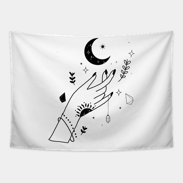 Celestial Moon Rising Tapestry by KathrinLegg