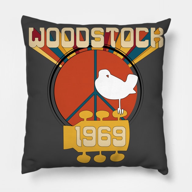 50 years of Woodstock Pillow by Shapetrix