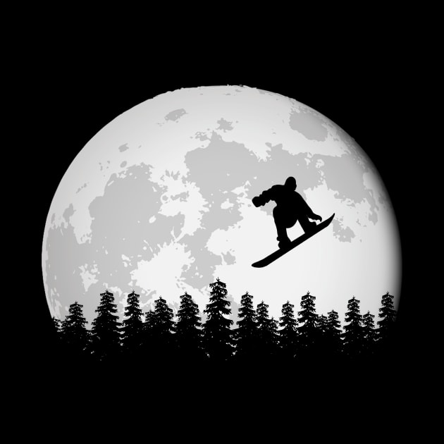 Snowboard Moon Snowboarder by funkyteesfunny