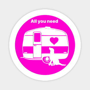 ALL YOU NEED HEART DOG CARAVAN FUCHSIA2 Magnet