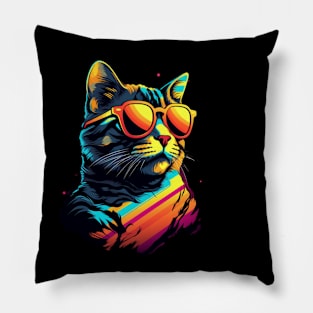 Retro Wave Bengal Cat Shirt Pillow