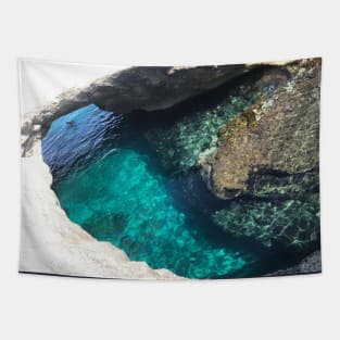 Turquoise Greece Beach Photography Tapestry