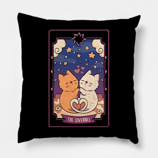 The Lovers Cat Valentines Tarot by Tobe Fonseca Pillow