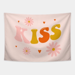 Kiss lettering. Vintage art-prints. Quote design. Tapestry