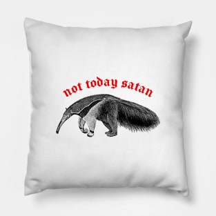 Not Today Satan ∆ Nihilist Anteater Design Pillow
