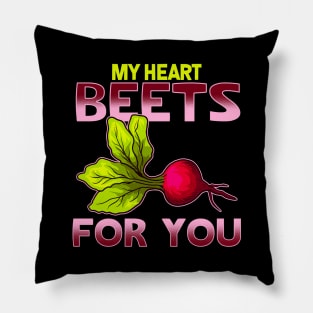 Cute & Funny My Heart Beets For You Romantic Pun Pillow