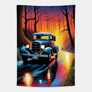 The Car in the Woods Tapestry