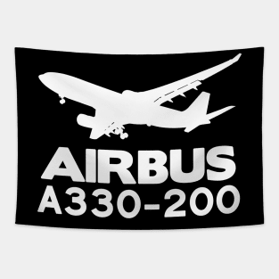 Airbus A330-200 Silhouette Print (White) Tapestry