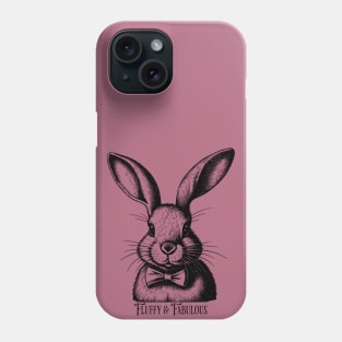 Fluffy and Fabulous Vintage Bunny Rabbit Black and white design, Cute Bunny Phone Case