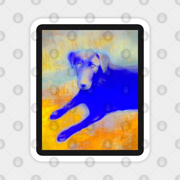 Dog In Blue And Yellow Magnet by art64