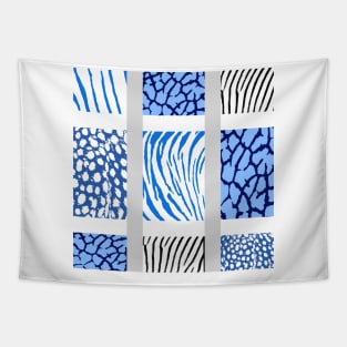 White and Blues Mixed Animal Print Tapestry