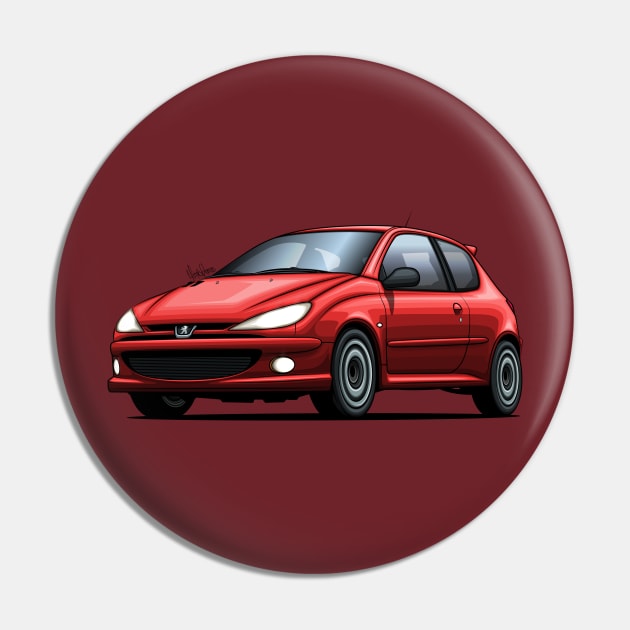 Peugeot 206 RC - Red Pin by Mario Ramos Rally Art