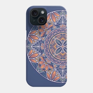 Floral Star Pacific Mandala white on blue Phone Case