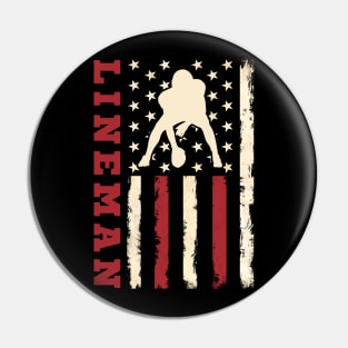 Offensive Lineman Football American Flag Funny Dad Fathers Day Pin