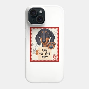 Funny cute dachshund doxie with talk to the paw sign Phone Case