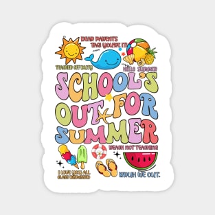 Last Day Of School Groovy School's Out For Summer Teacher Kid Magnet