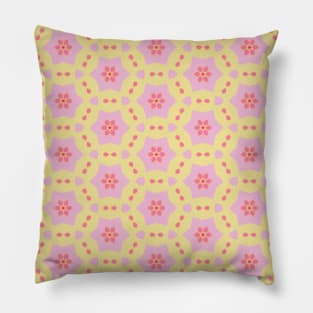 Kaleidoscope stars and flowers in yellow and pink tones Pillow