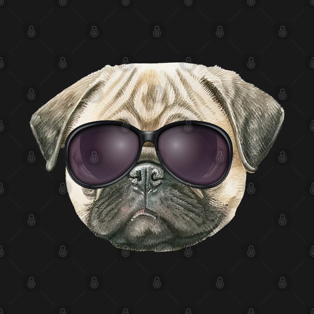 Funny pug, Cute french bulldog with glasses by Arabic calligraphy Gift 