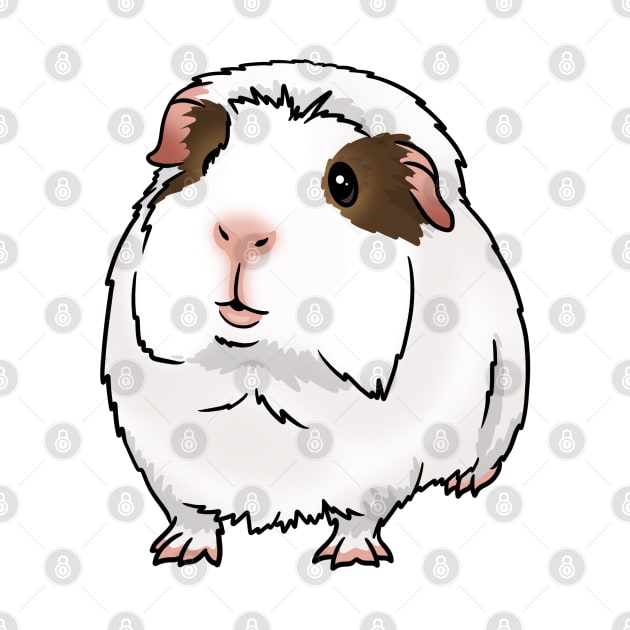 White, Brown Eye Patches Crested Guinea Pig by Kats_guineapigs