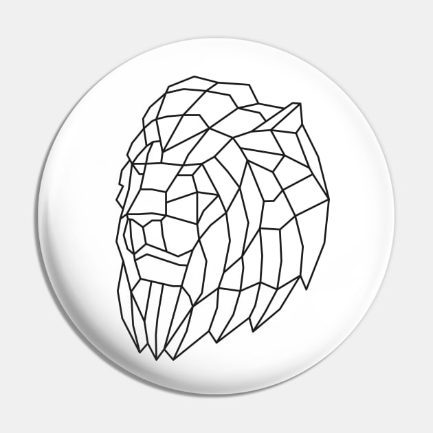 Origami Geometric Lion Head Pin by shaldesign