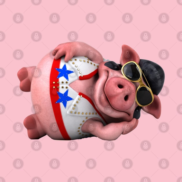 ELVIS PRESLEY STYLE FUNNY PIG ROCKER by Gouzka Creators 