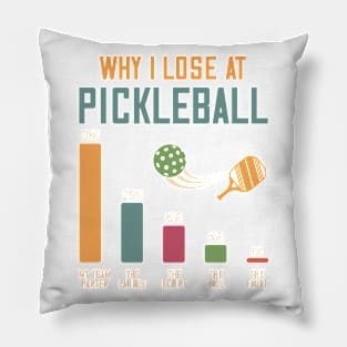 Why I Lose At Pickleball Funny Sport Gift For Men Women Pillow