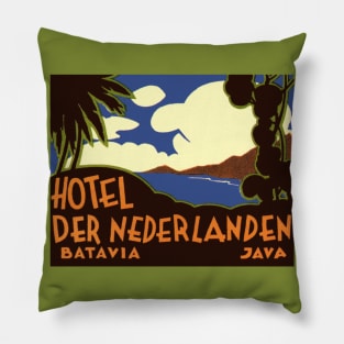 Vintage Travel Poster, Batavia, Java Pillow