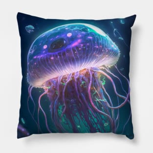 Jelly Fish Animal Portrait Painting Wildlife Outdoors Adventure Pillow