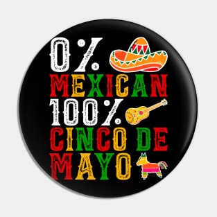 0% Mexican 100 % tequila Fiesta Sombrero Cinco De Mayo Pin