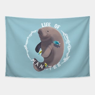 Life Of Manatee with his blue friends Tapestry