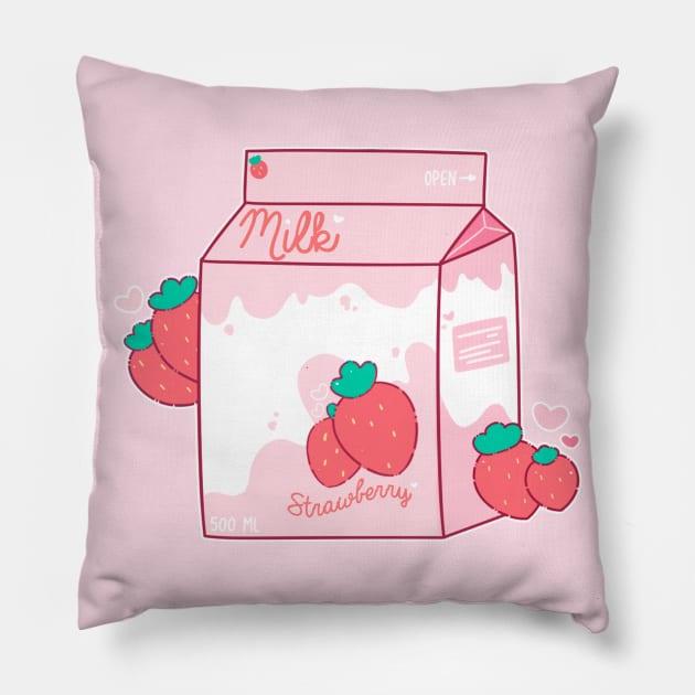 Strawberry Milk Pillow by pompomcherry