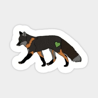 Fox Heart Green Magnet