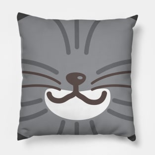 Gray Tabby Cat Face Pillow