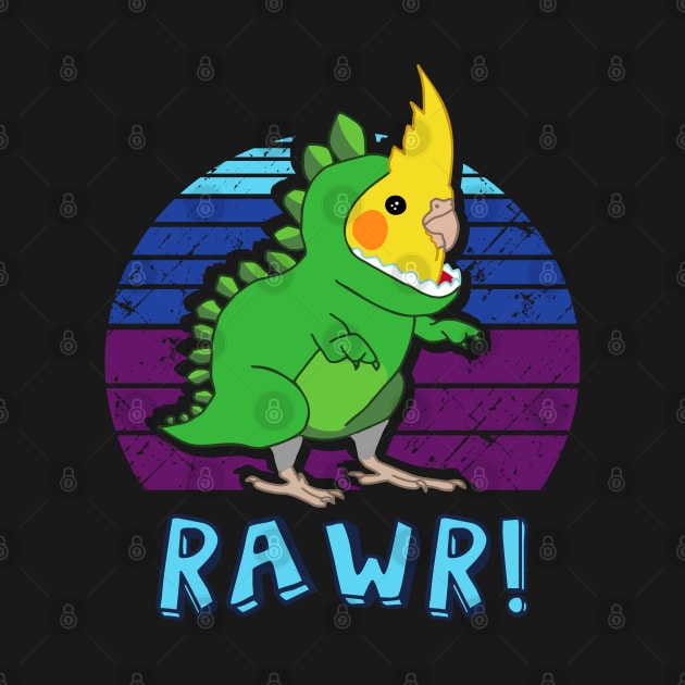 RAWR - Aesthetic Vaporwave Cockatiel Dinosaur by FandomizedRose