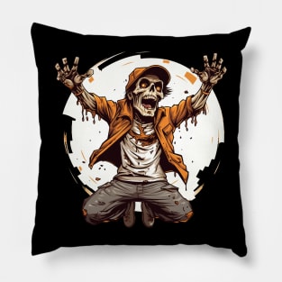 Happy Party Zombie Undead Creepy Halloween Design Pillow