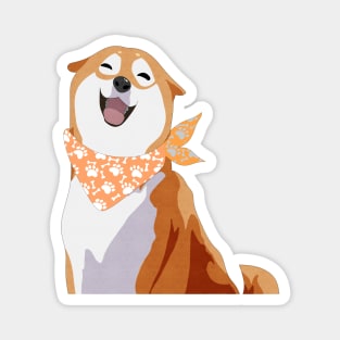 Happy Shiba Inu - Orange Bandana Magnet