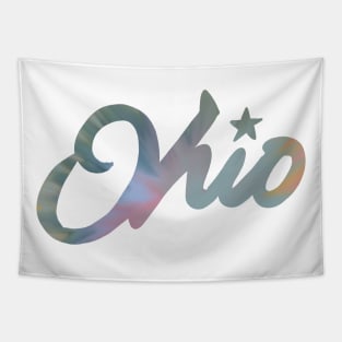 Ohio Tie Dye Retro State Welcome Sign Tapestry