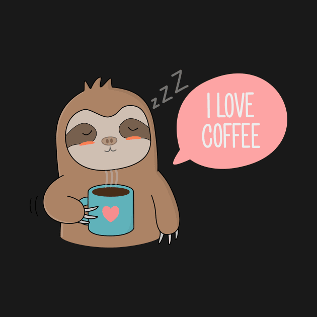 Cute Cartoon Coffee Sloth T-Shirt by happinessinatee