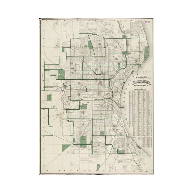 Vintage Map of Milwaukee Wisconsin (1909) by Bravuramedia