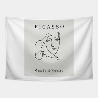 Picasso abstract women line art Tapestry