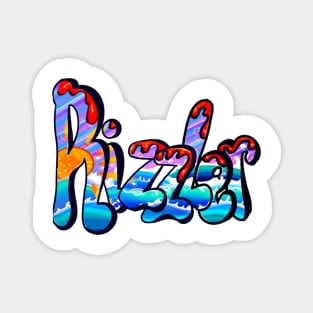 Rizzler graffiti humor urban street slang text with orange drips Magnet
