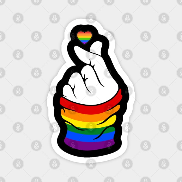 Gay Pride Flag K-Pop Love Hand Gift Magnet by creative