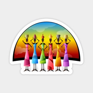 African Women in Colorful Dress Magnet