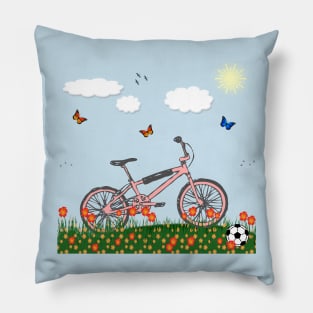 Pink bicycle Pillow